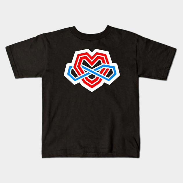 Polyamorous Pride Infinity Heart Symbol - Poly - White Red Blue - Polyamory Kids T-Shirt by Bleeding Red Pride